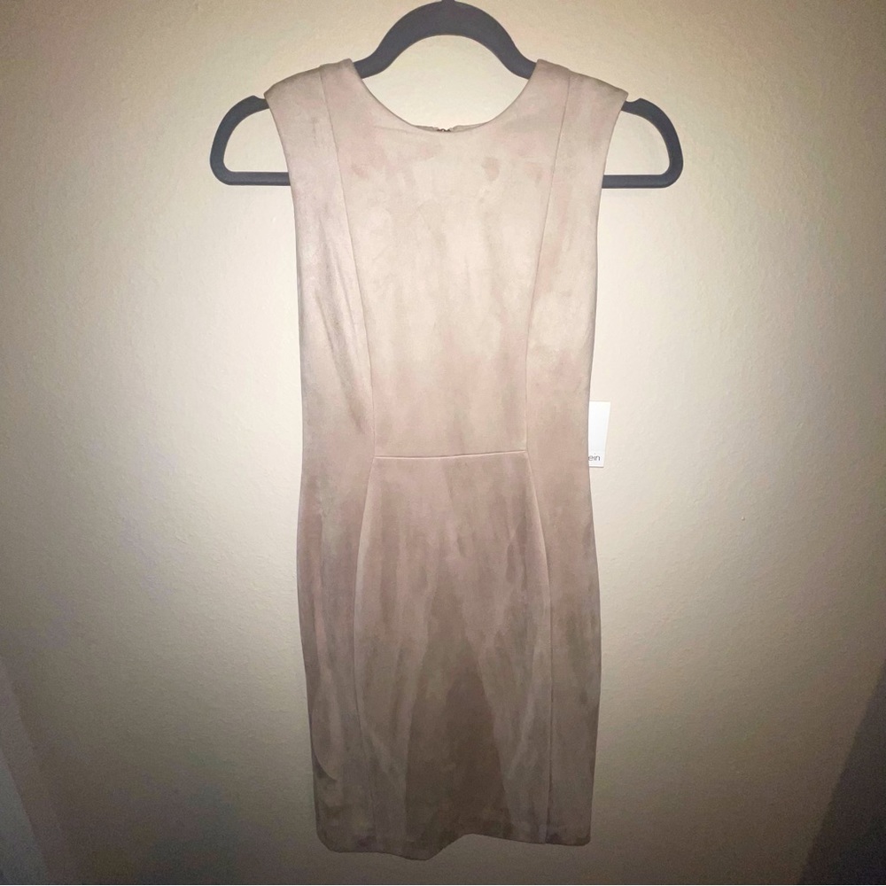 Calvin Klein Faux Suede Sheath Dress! NWT! Holiday Party Cocktail Dress!